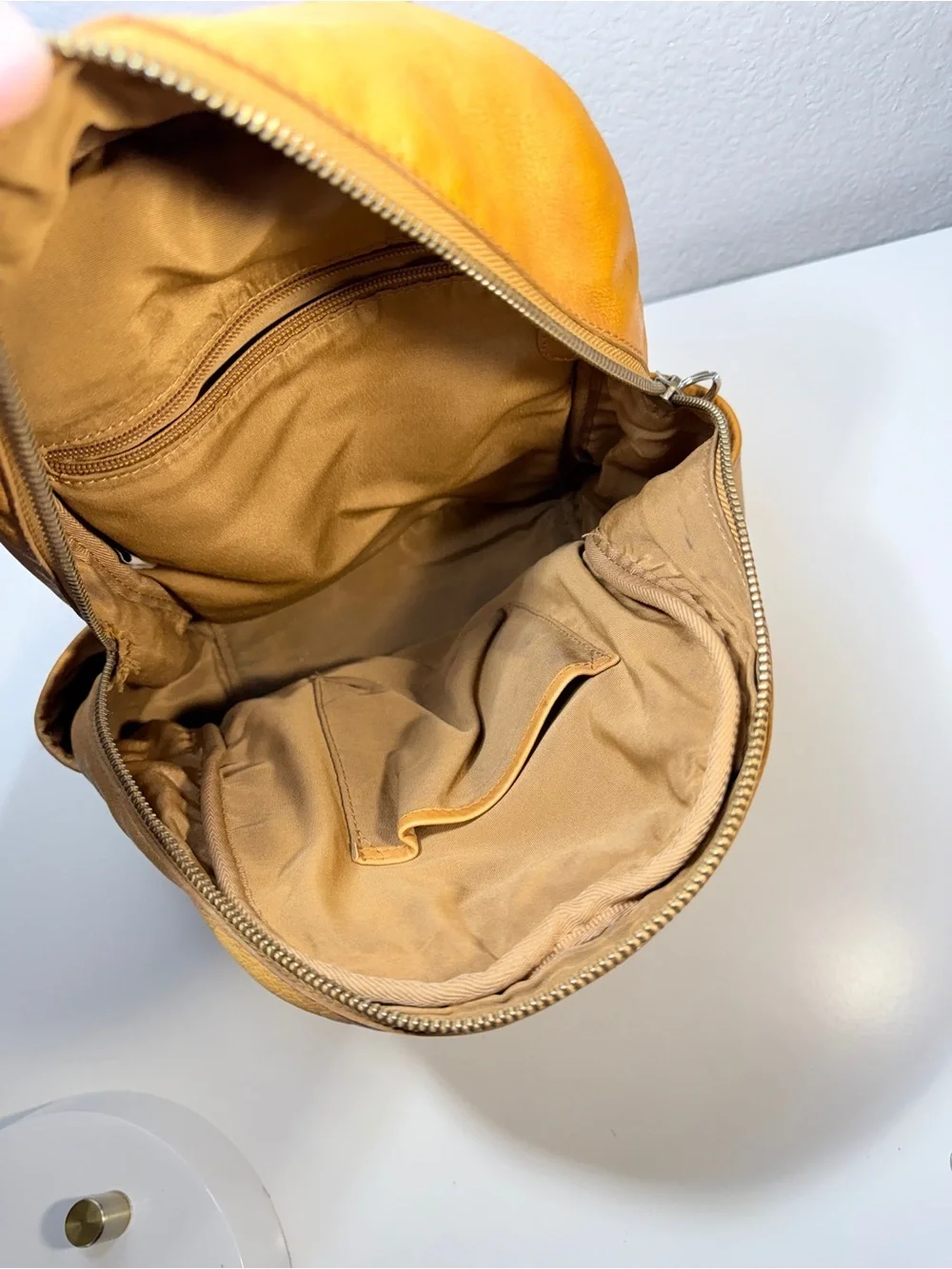Mustard Yellow Leather Mini Backpack